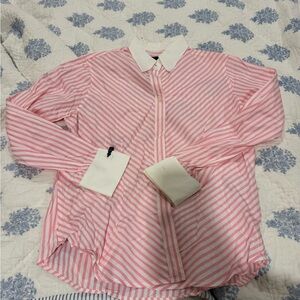 Burberry Pink and White Striped Women's Button Down Shirt